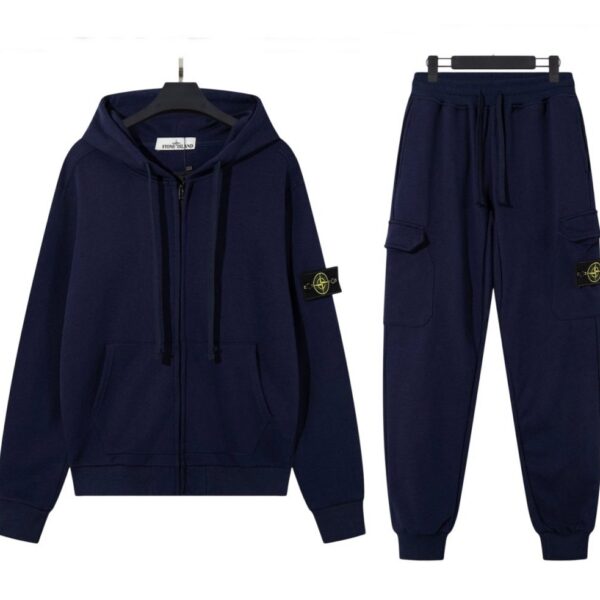 Stone Island Zipper Hoodie Set in navy blue OKLU20261592