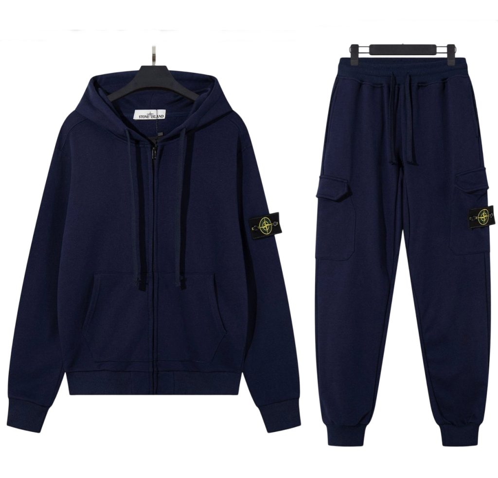 Stone Island Zipper Hoodie Set in navy blue OKLU20261592
