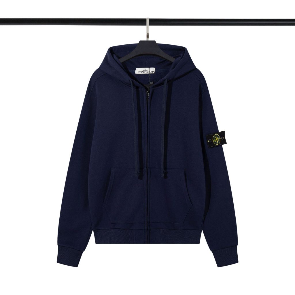 Stone Island Zipper Hoodie Set in navy blue OKLU20261592