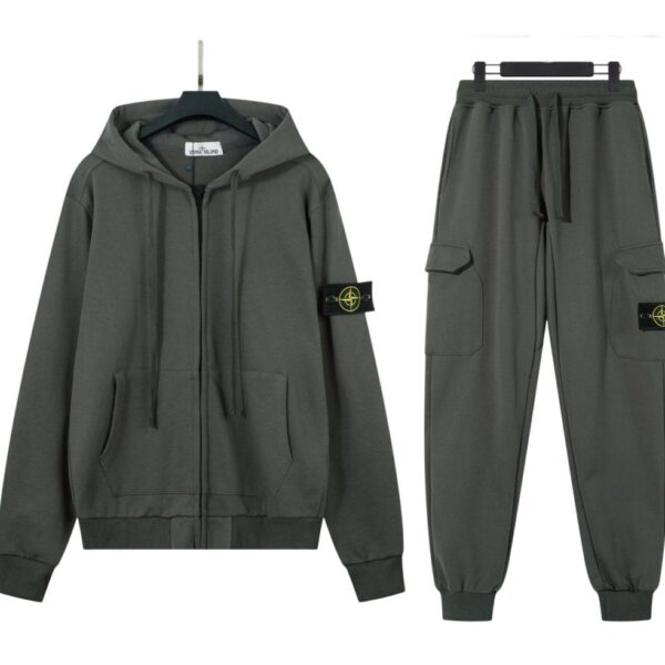 Stone Island Zipper Hoodie Set Dark Grey OKLU20261593