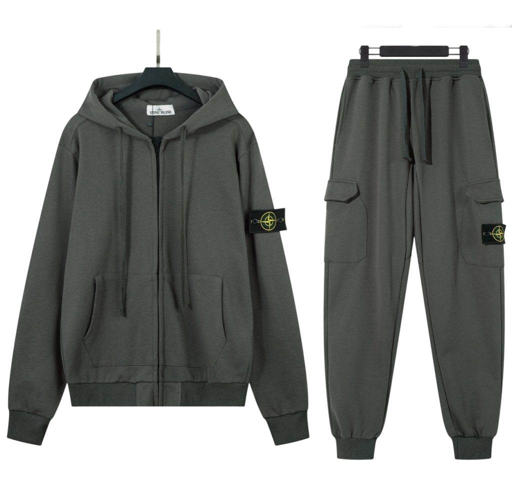 Stone Island Zipper Hoodie Set Dark Grey OKLU20261593