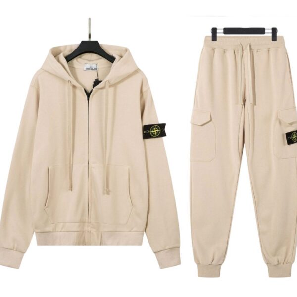 Stone Island Zipper Hoodie Set Apricot OKLU20261594