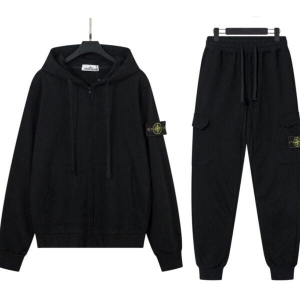 Stone Island Zipper Hoodie Set Black OKLU20261595