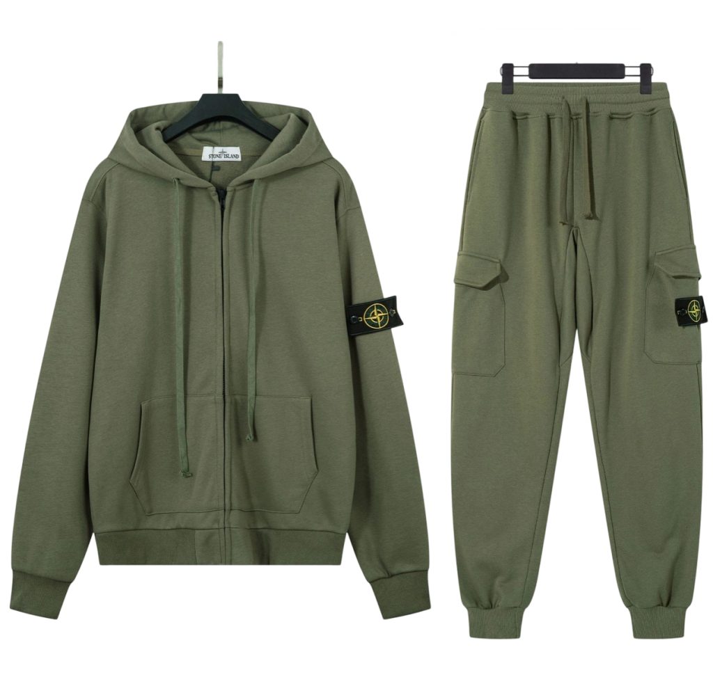 Stone Island Zipper Hoodie Set Army Green OKLU20261596