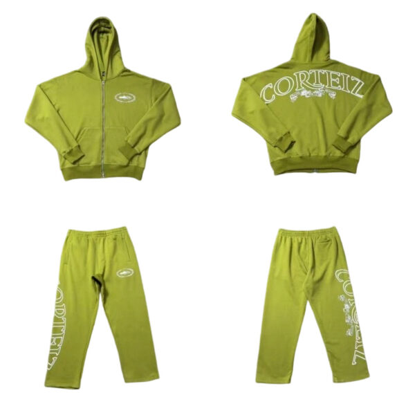 Corteiz letter wreath hooded sweatshirt set green OKLU20261605