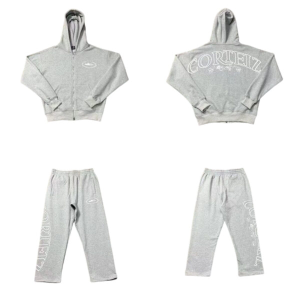 Corteiz letter wreath hooded sweatshirt set Grey OKLU20261607
