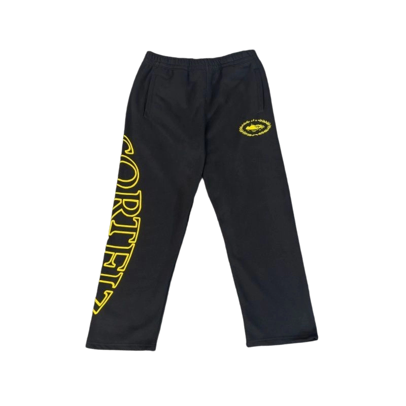 Corteiz letter wreath hooded sweatshirt set Black-yellow OKLU20261608