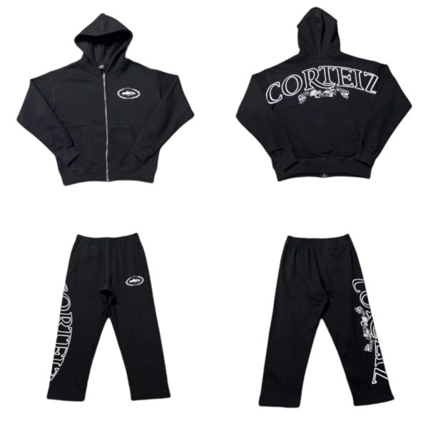 Corteiz letter wreath hooded sweatshirt set Black OKLU20261609