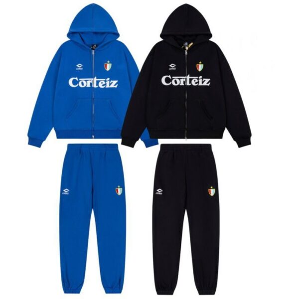 Corteiz Retro Hoodie cardigan Black/Blue Set OKLU20261611