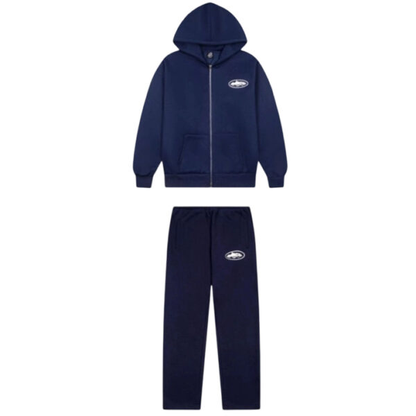 Corteiz printed hooded sweatshirt set navy blue OKLU20261617