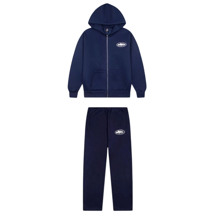 Corteiz printed hooded sweatshirt set navy blue OKLU20261617