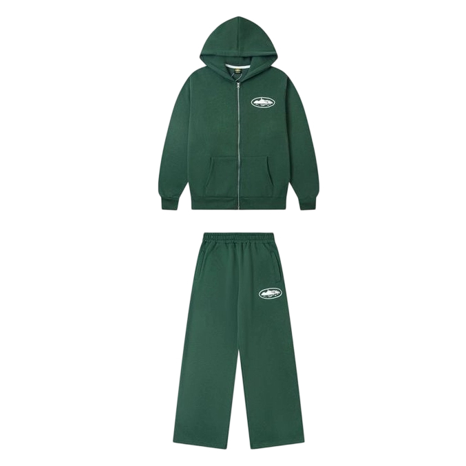 Corteiz printed hooded sweatshirt set green OKLU20261618