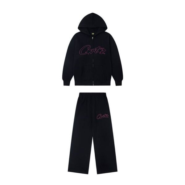 Corteiz American Embroidered Letter Hoodie Set Black OKLU20261621