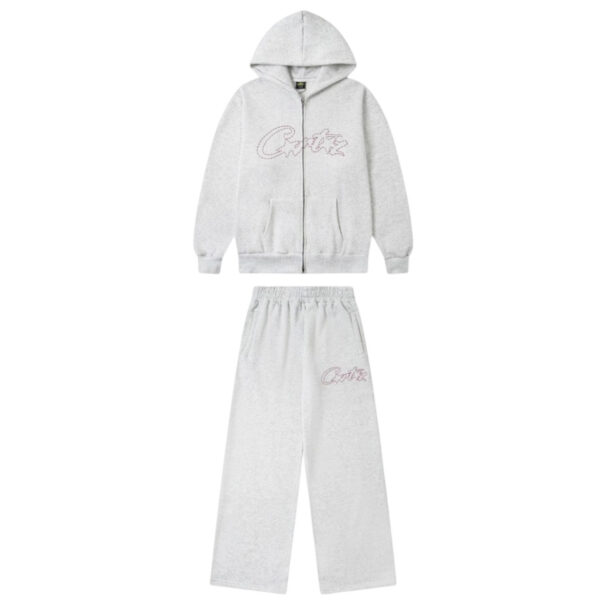 Corteiz American Embroidered Letter Hoodie Set Grey OKLU20261623