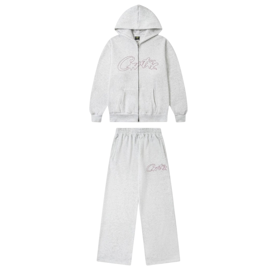 Corteiz American Embroidered Letter Hoodie Set Grey OKLU20261623