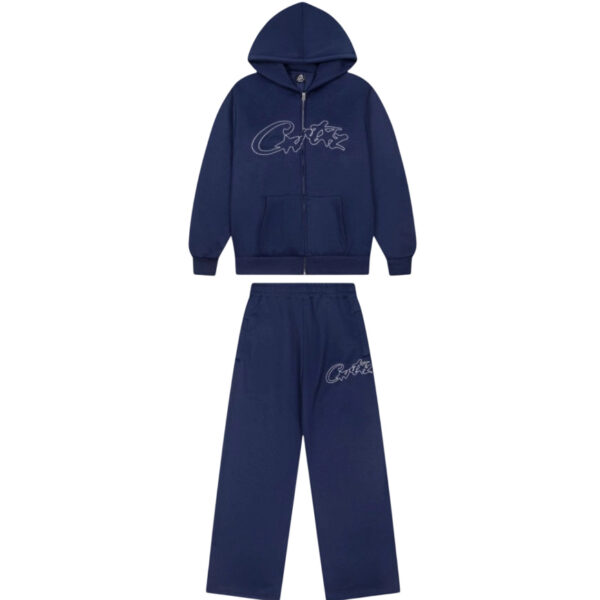 Corteiz American embroidered letter hooded sweatshirt set navy blue OKLU20261624