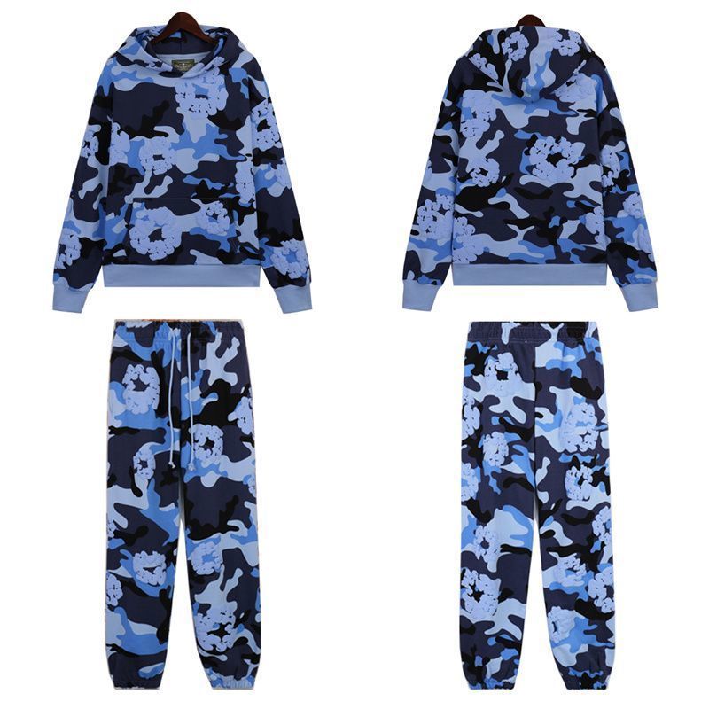 Denim Tears Foam Printed Hoodie Set Camouflage Blue OKLU20261627