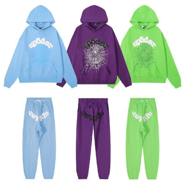 Sp5der Web Hoodie & Sweatpant Set Grape/Green/Sky Blue OKLU20261655