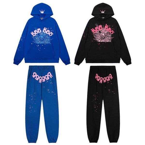 Sp5der Angel Number Hoodie & Sweatpant Set Black Blue OKLU20261656