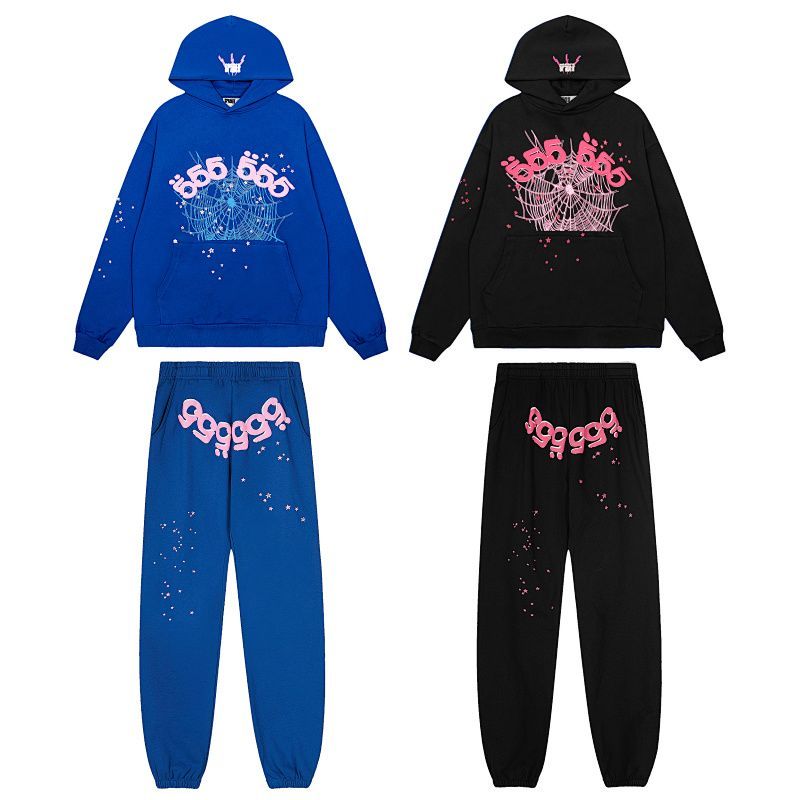 Sp5der Angel Number Hoodie & Sweatpant Set Black Blue OKLU20261656