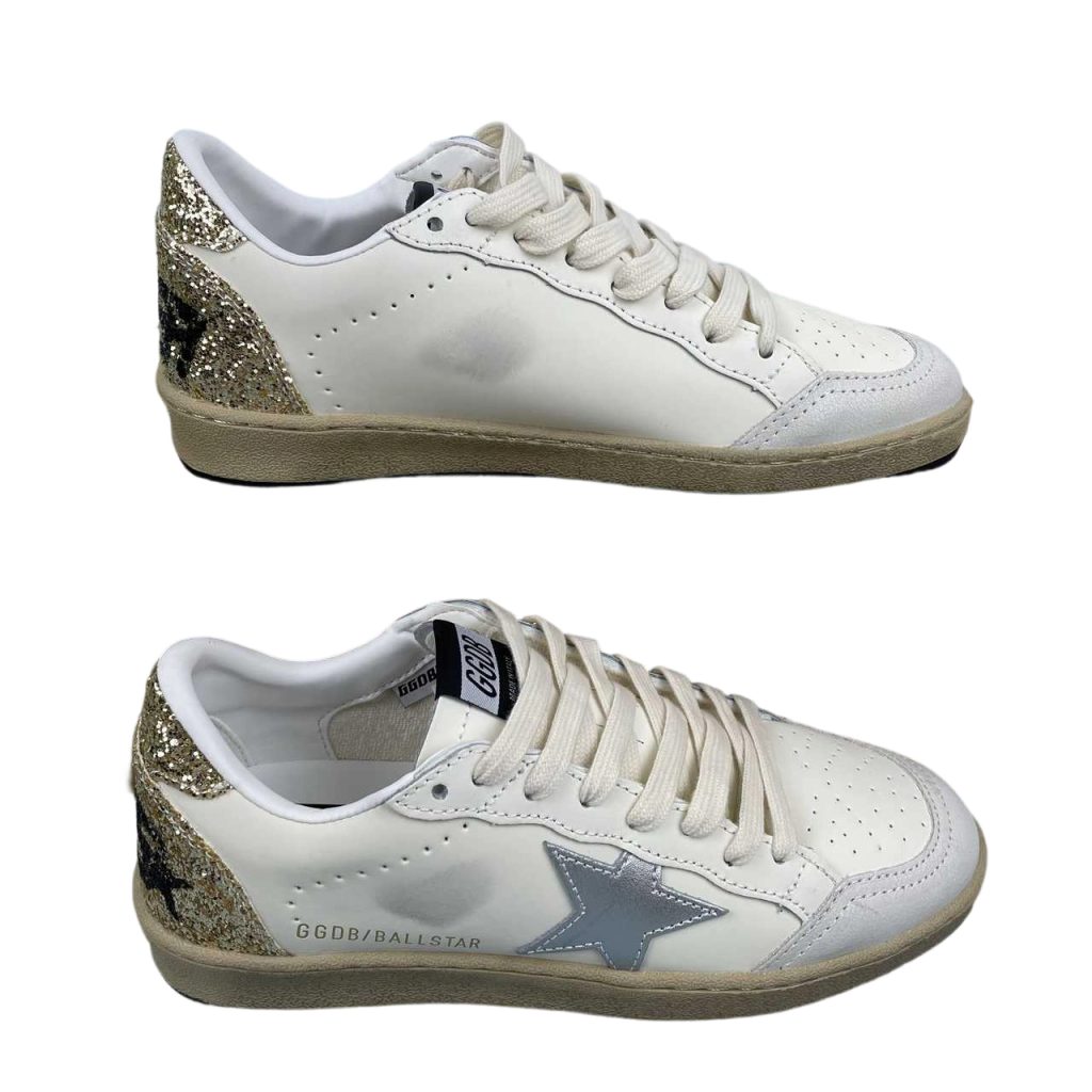 Golden Goose Ball‑Star Silver Star Gold Glitter Heel OKLU2026165