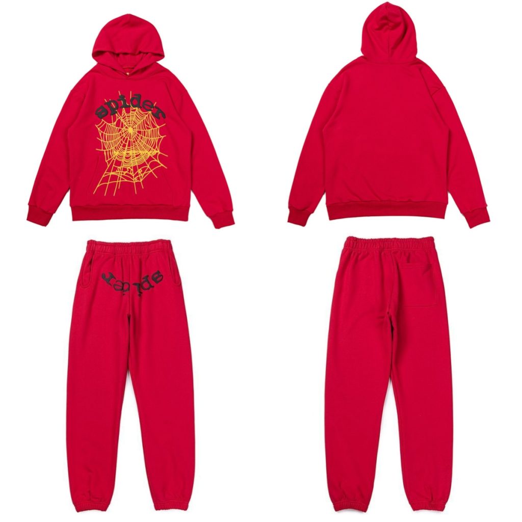 Sp5der letter spider web tracksuit dark red OKLU20261660