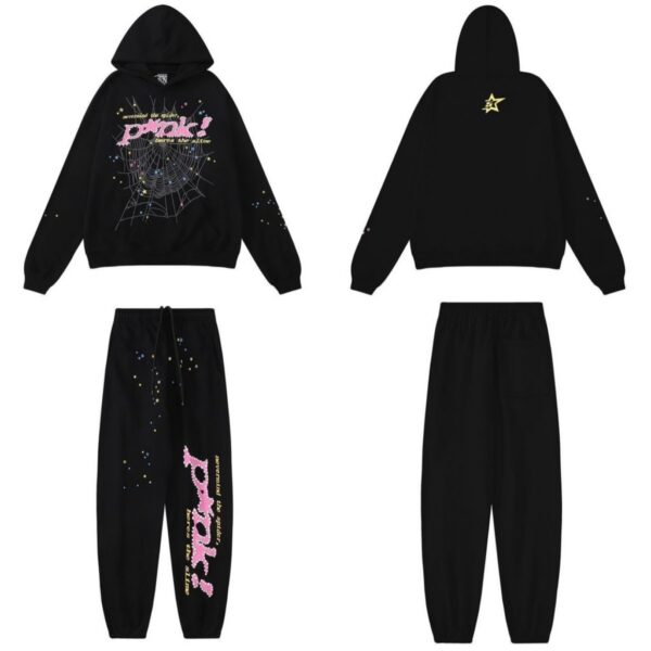 Sp5der tracksuit suit Black and pink OKLU20261665