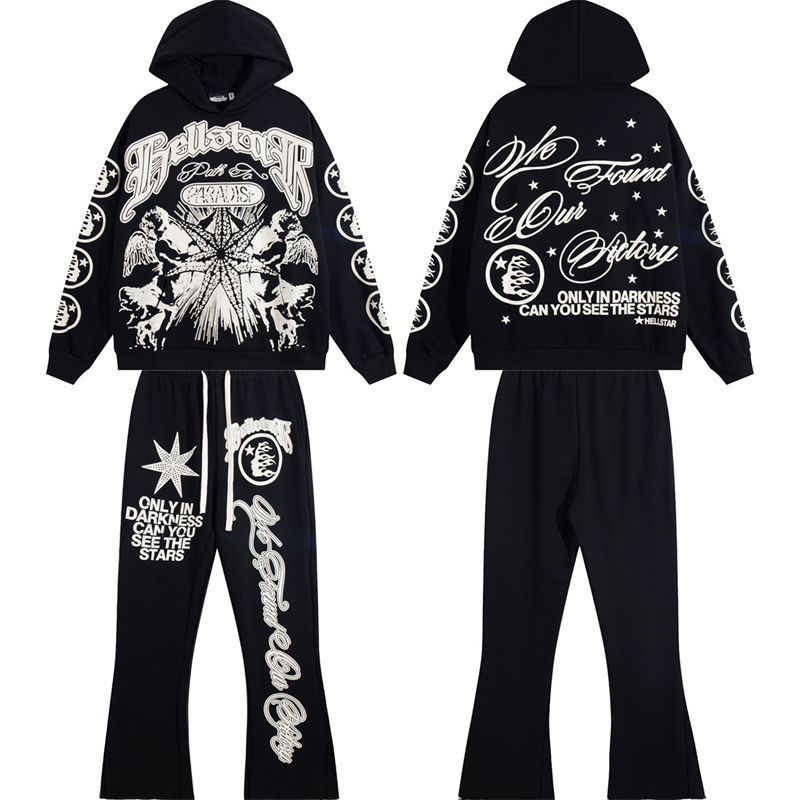 Hellstar Black Hoodie Pullovers Casual set OKLU20261668