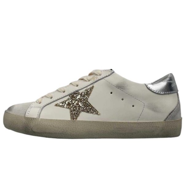 Golden Goose Super Star Black‑Gold Glitter Star Metallic Silver Heel OKLU2026167