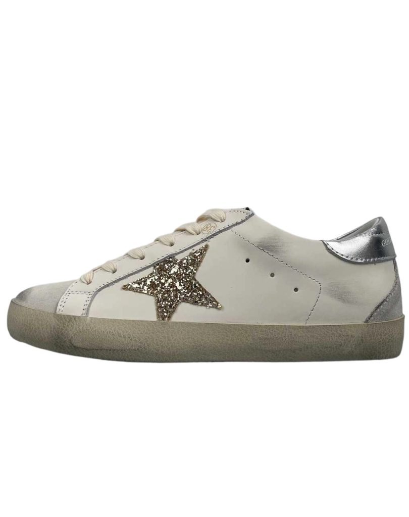 Golden Goose Super Star Black‑Gold Glitter Star Metallic Silver Heel OKLU2026167