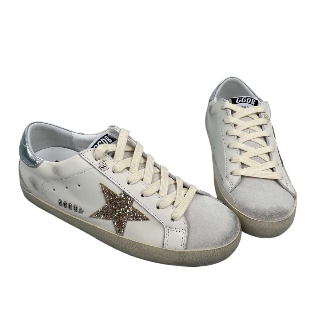 Golden Goose Super Star Black‑Gold Glitter Star Metallic Silver Heel OKLU2026167