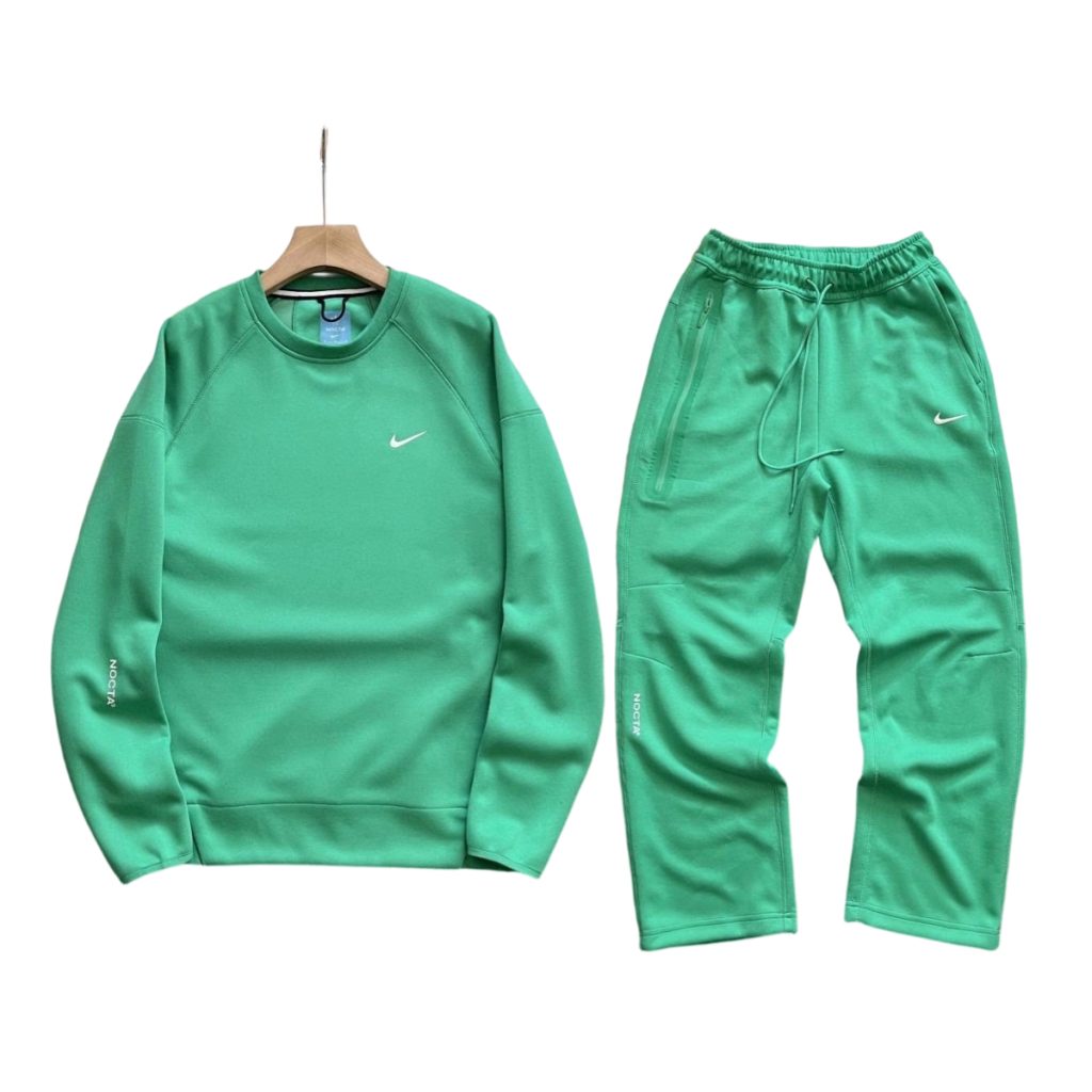 Nike x NOCTA Drake Tech Fleece Crew Sweatshirt & Joggers Set Green OKLU20261689