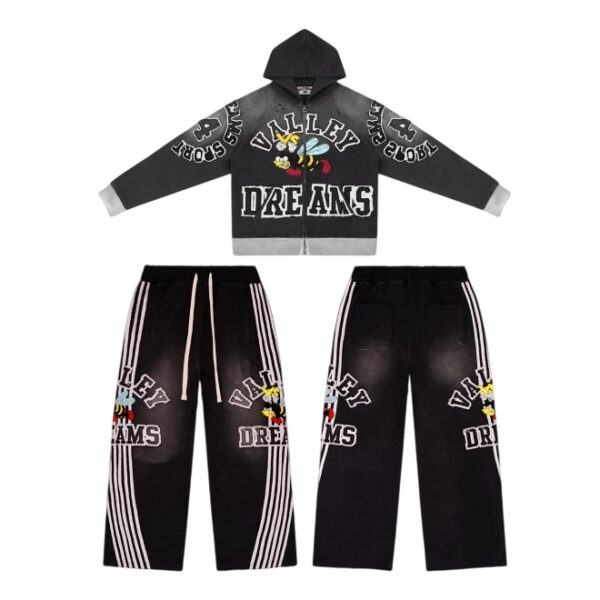 Vale Forever Valley honey pattern contrasting hoodie set black OKLU20261692