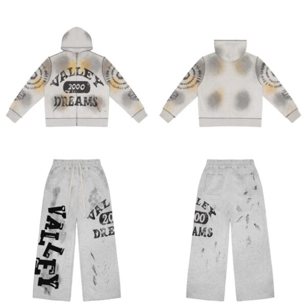 Vale Forever Valley American retro hoodie set gray OKLU20261694