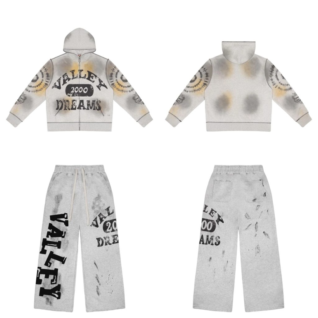 Vale Forever Valley American retro hoodie set gray OKLU20261694