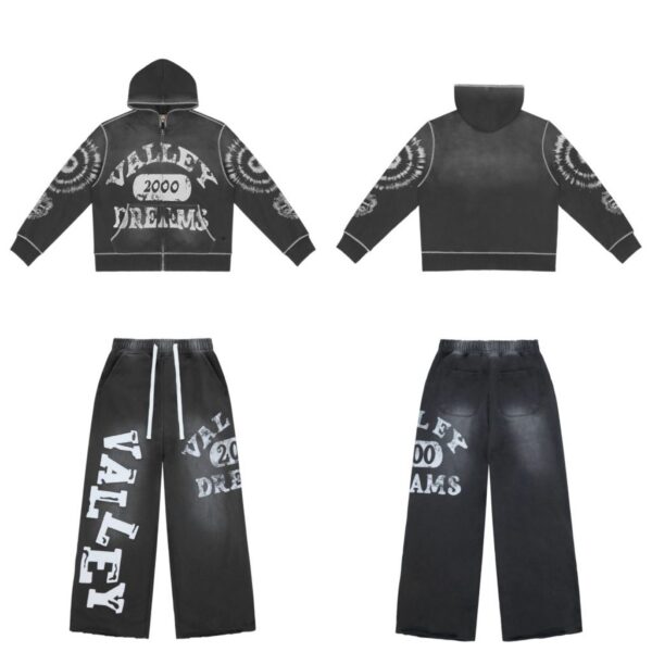 Vale Forever Valley American retro hoodie set Black OKLU20261695