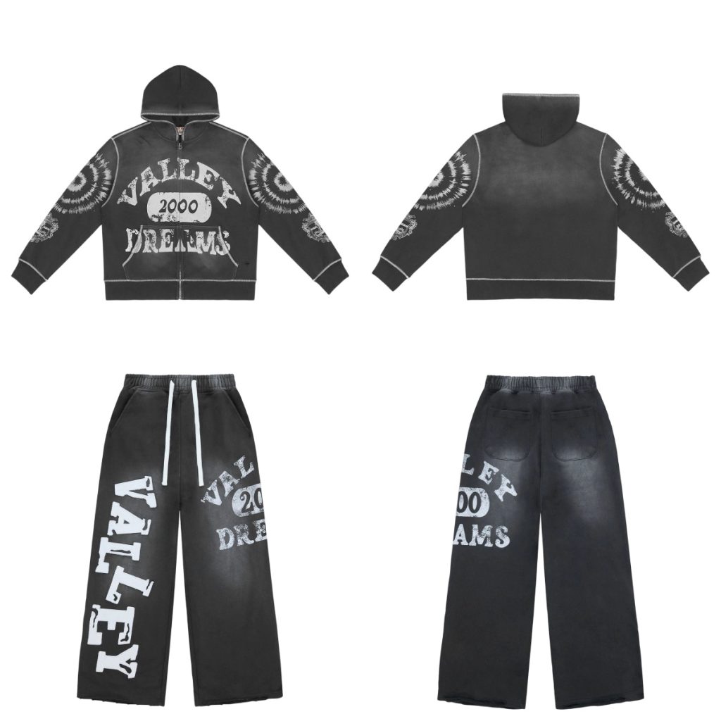Vale Forever Valley American retro hoodie set Black OKLU20261695