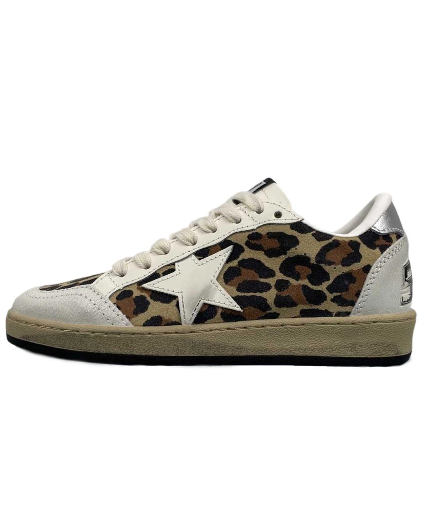 Golden Goose Ball‑Star Off‑White Star Metallic Silver Heel OKLU2026169