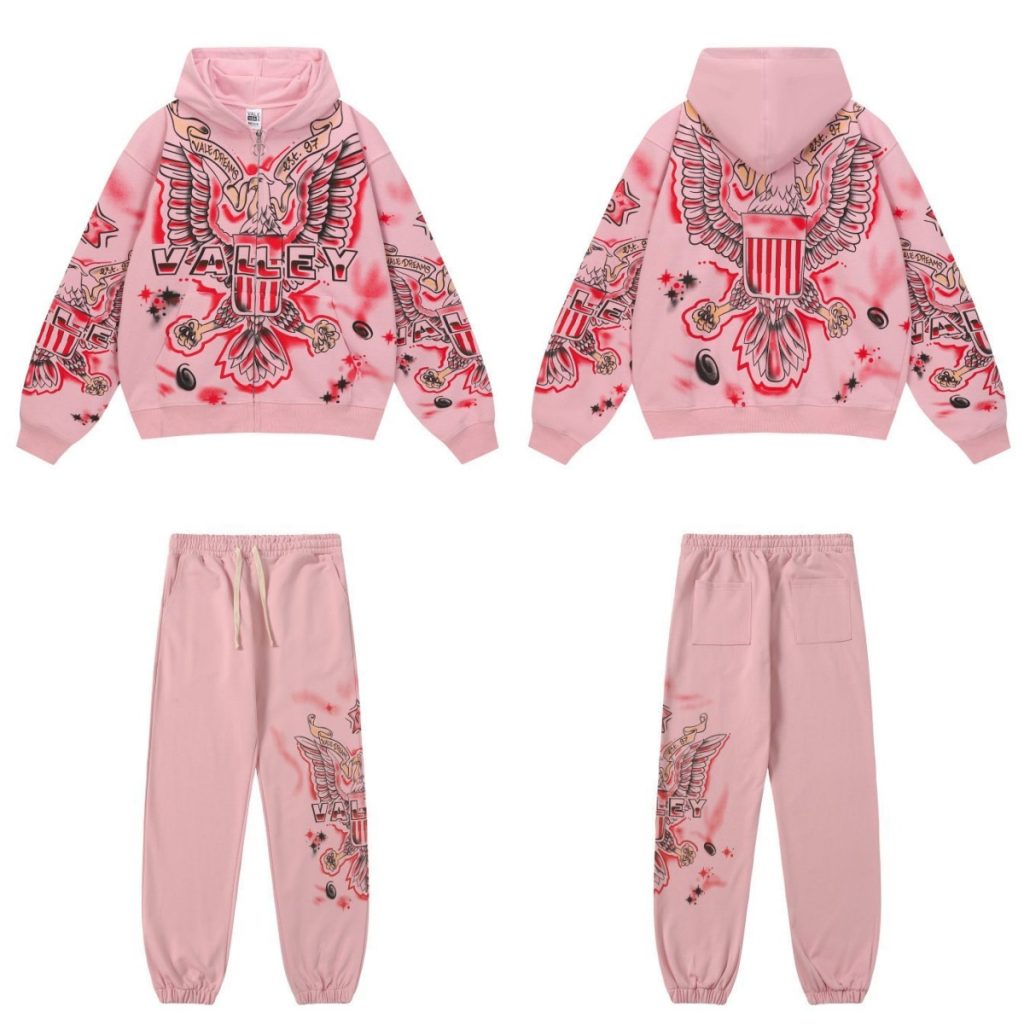 Vale Forever Valley casual hoodie set pink OKLU20261700