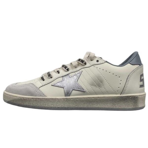 Golden Goose Ball‑Star Metallic Silver Star Dusty Blue Heel OKLU2026170