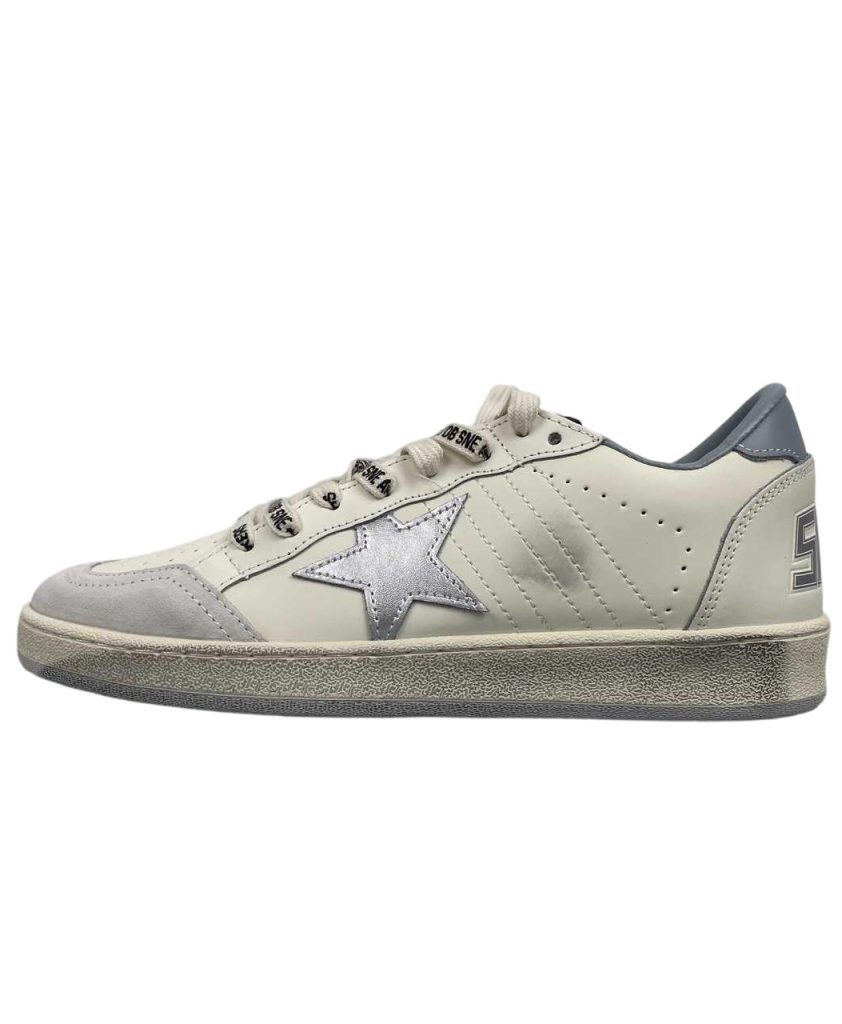 Golden Goose Ball‑Star Metallic Silver Star Dusty Blue Heel OKLU2026170