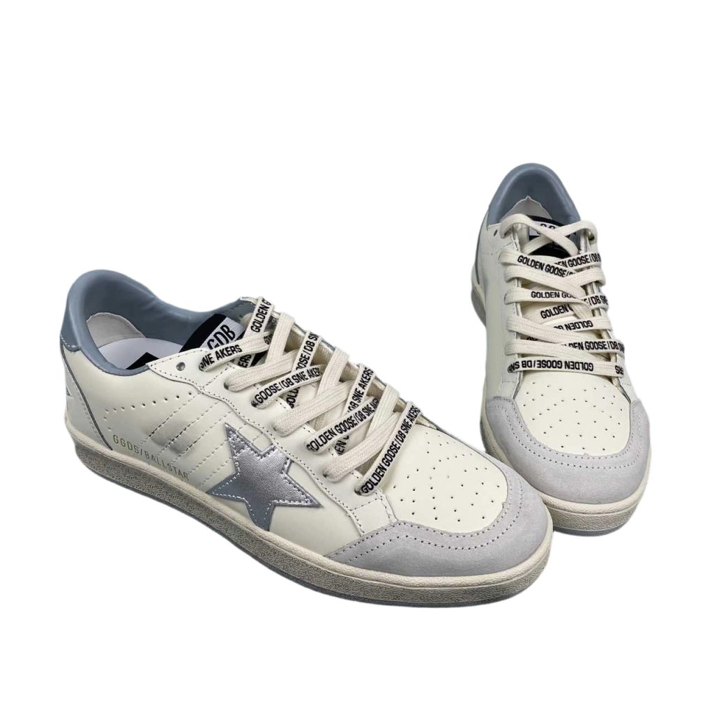 Golden Goose Ball‑Star Metallic Silver Star Dusty Blue Heel OKLU2026170