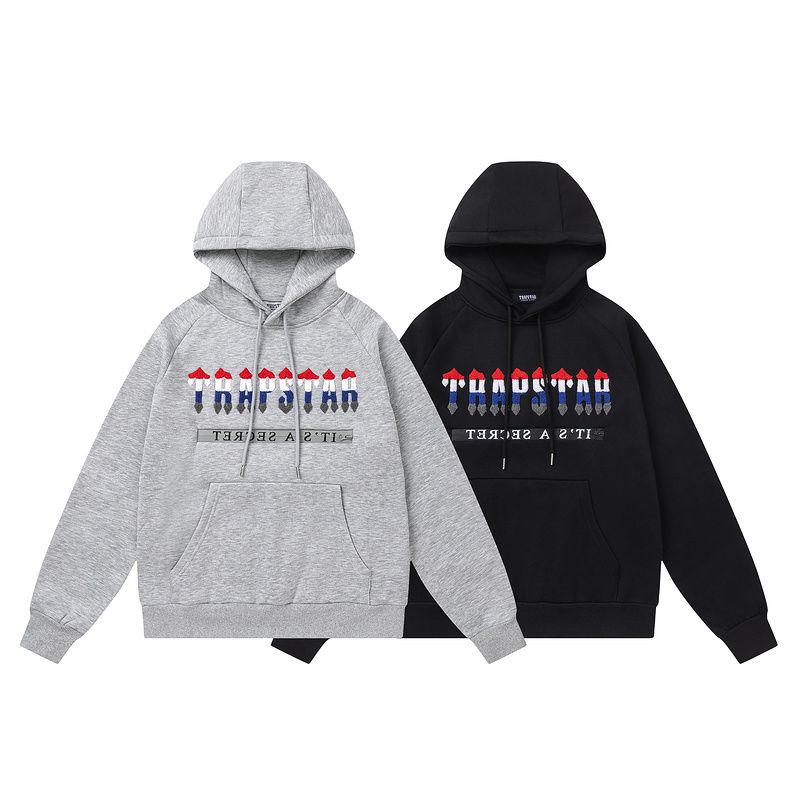 Trapstar letter gradient Hoodie casual set black/gray OKLU20261721