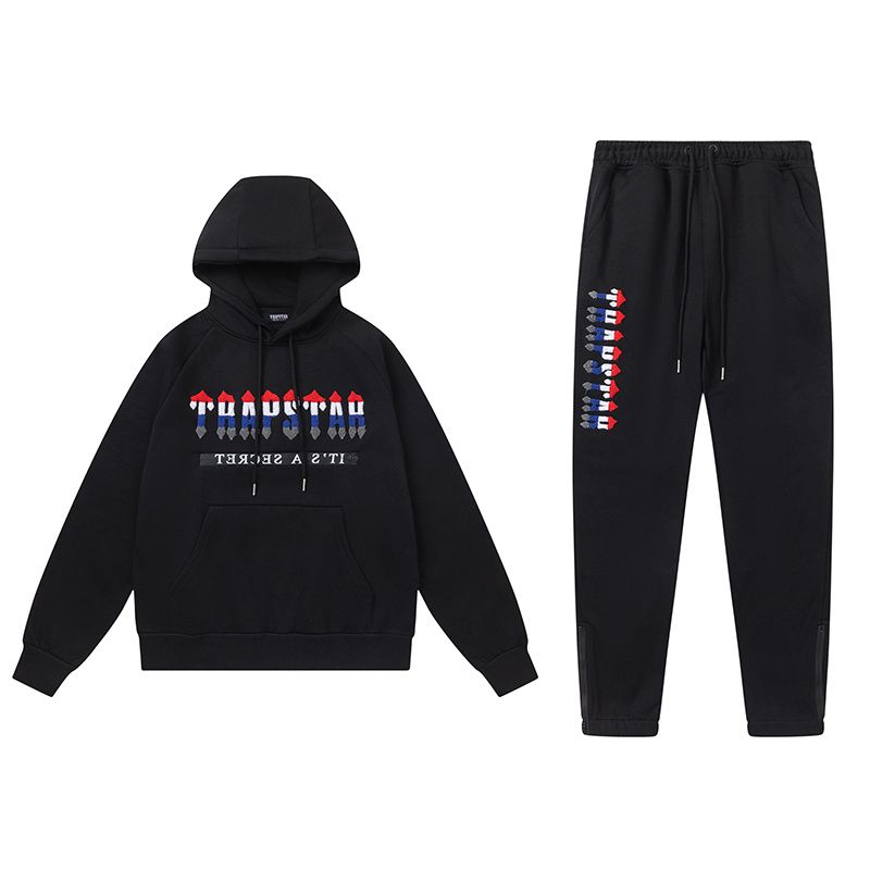 Trapstar letter gradient Hoodie casual set black/gray OKLU20261721