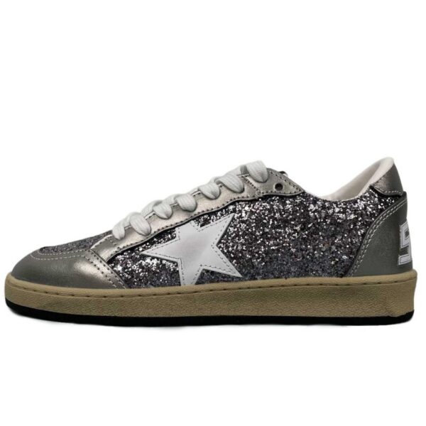 Golden Goose Ball‑Star Black‑Silver Glitter Sneakers OKLU2026172