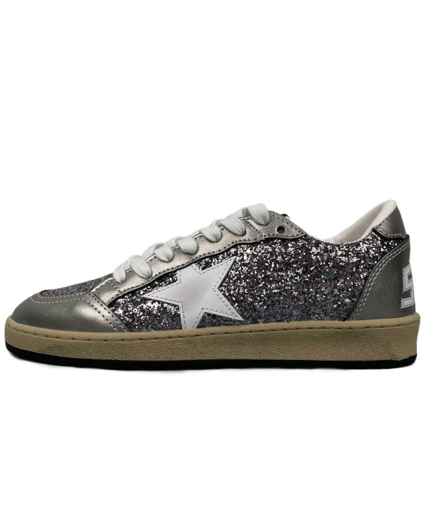 Golden Goose Ball‑Star Black‑Silver Glitter Sneakers OKLU2026172