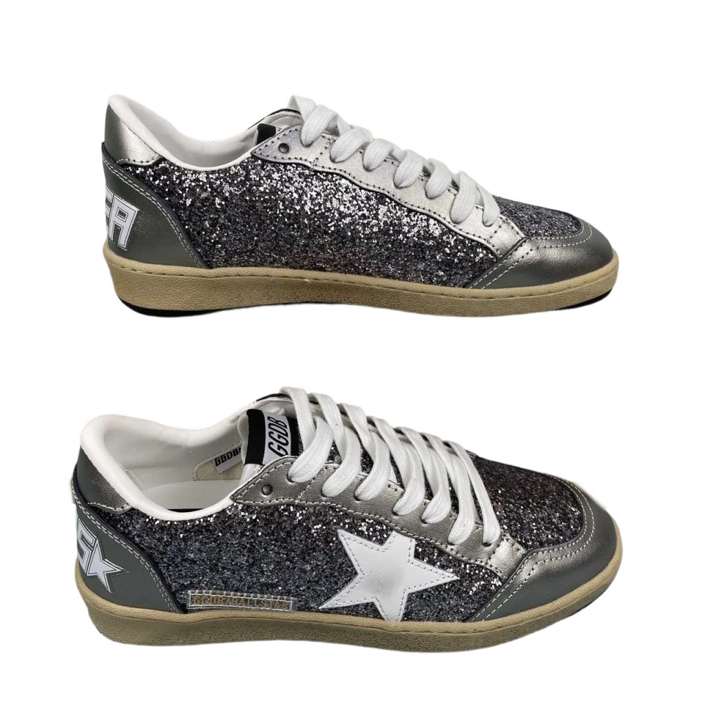 Golden Goose Ball‑Star Black‑Silver Glitter Sneakers OKLU2026172