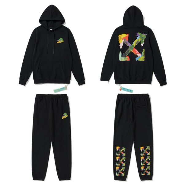 Off White loose casual hooded sweatshirt set OKLU20261731