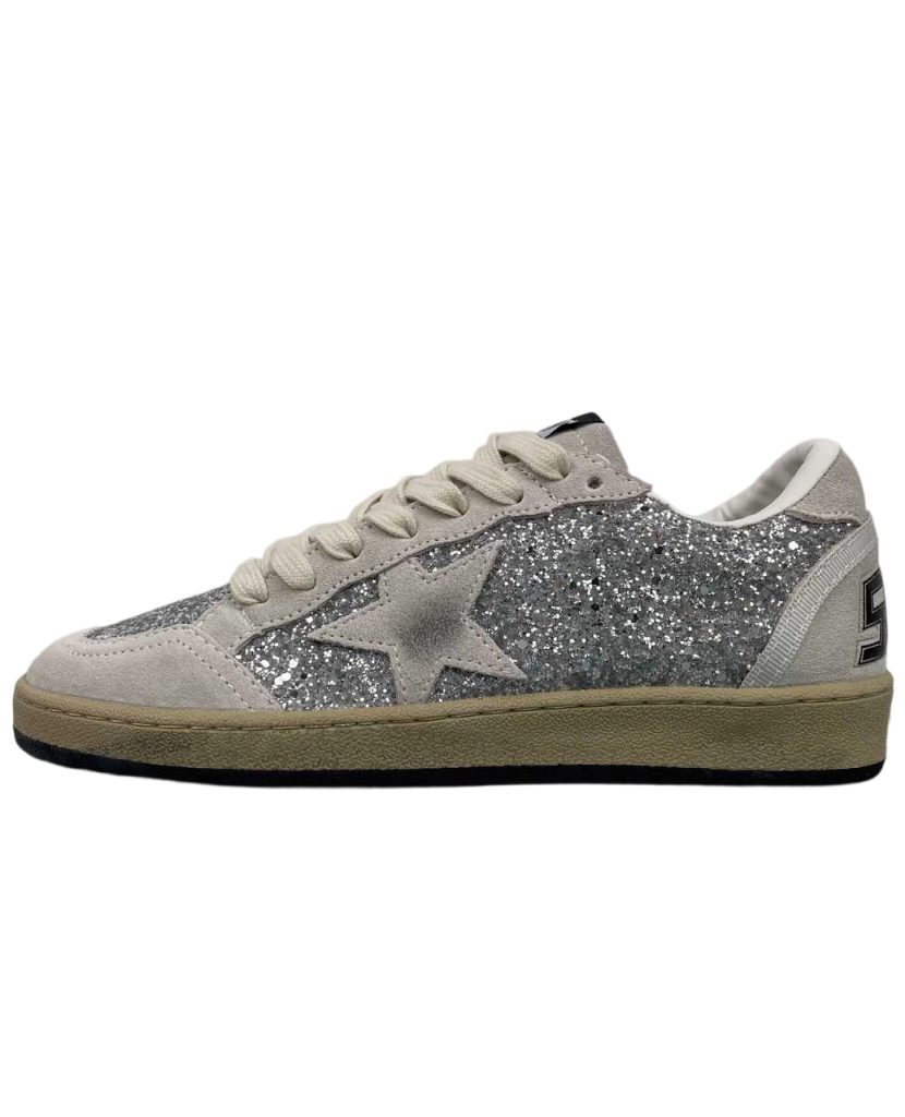 Golden Goose Ball‑Star Silver‑Grey Glitter Sneakers OKLU2026173
