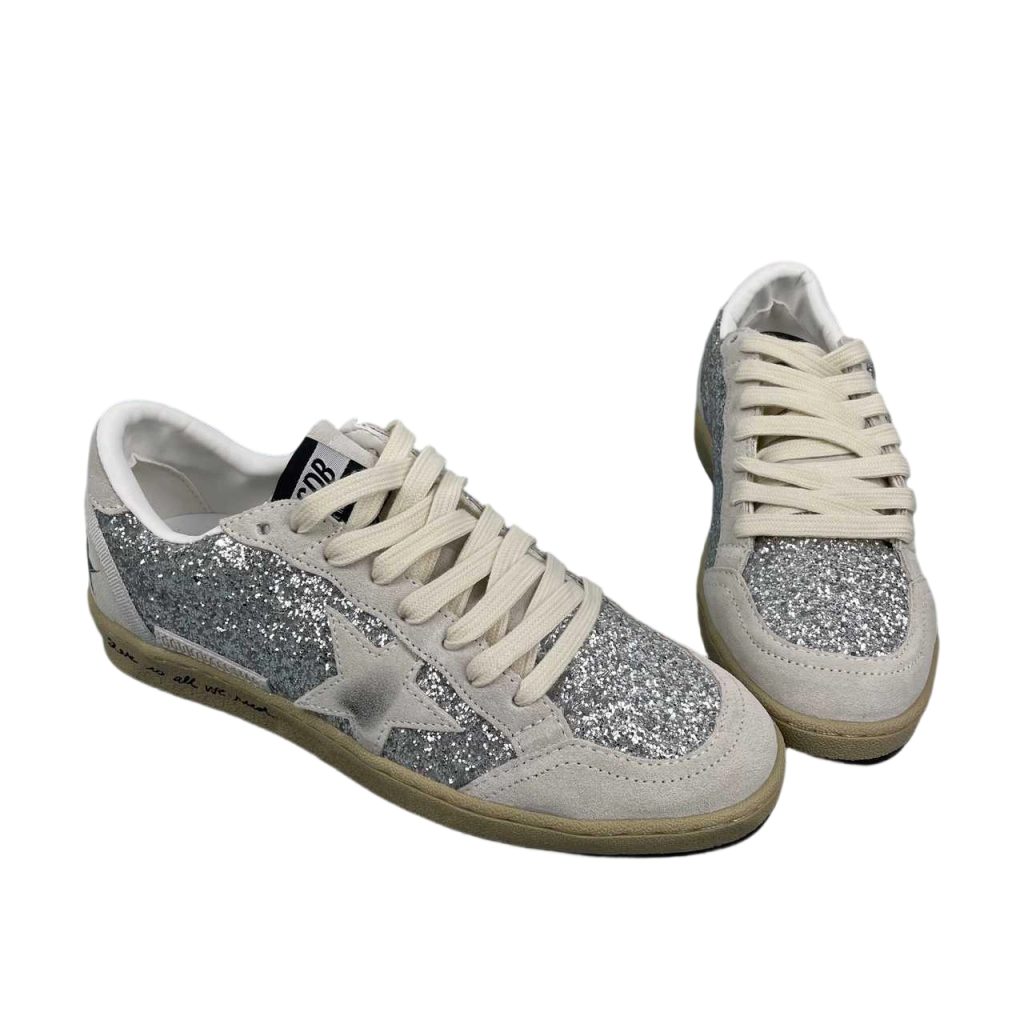 Golden Goose Ball‑Star Silver‑Grey Glitter Sneakers OKLU2026173